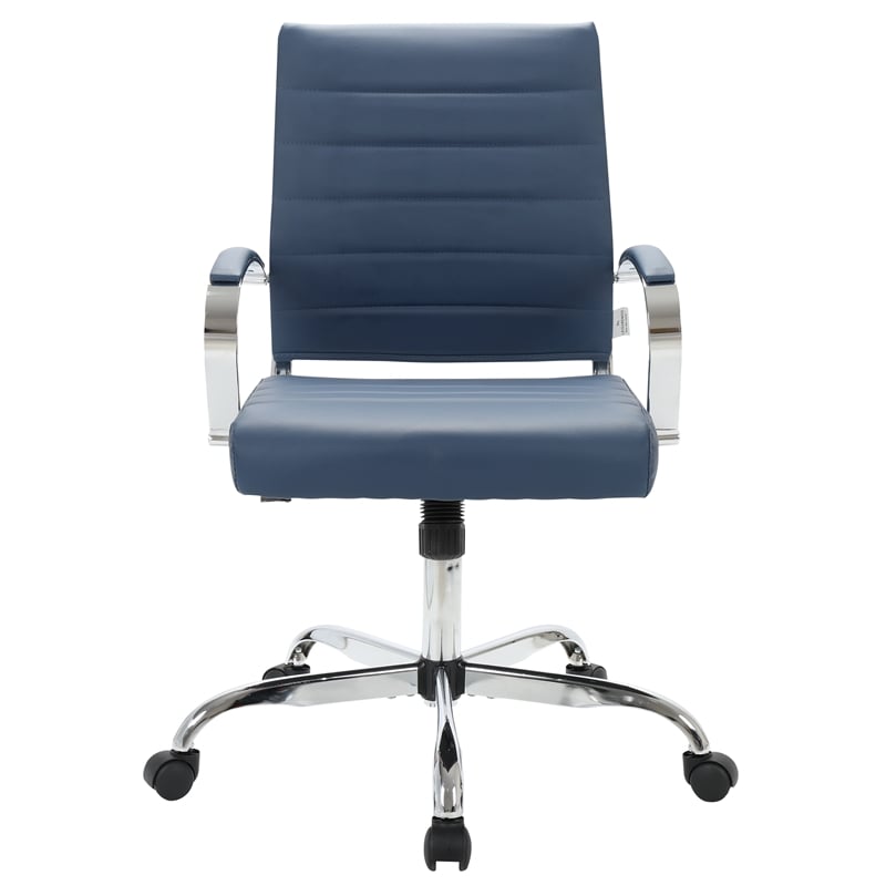 Pemberly Row Modern Leatherette Executive Swivel Office Chair In Navy Blue