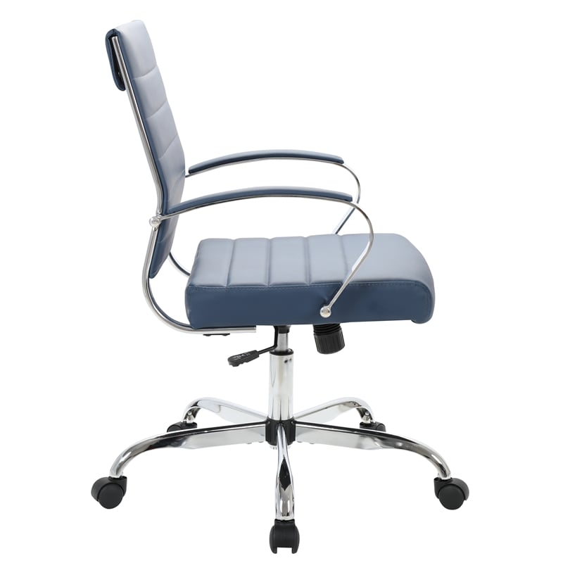 Pemberly Row Modern Leatherette Executive Swivel Office Chair In Navy Blue