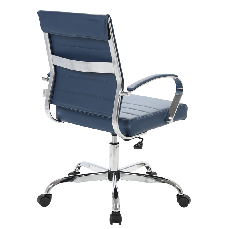 Pemberly Row Modern Leatherette Executive Swivel Office Chair In Navy Blue
