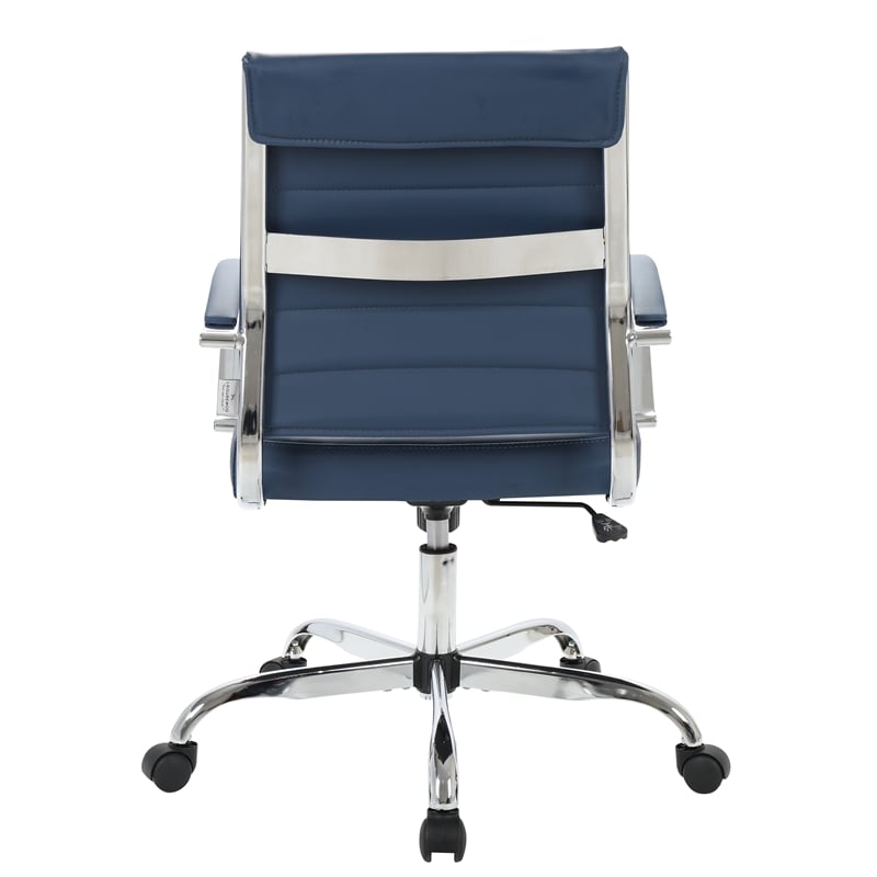 Pemberly Row Modern Leatherette Executive Swivel Office Chair In Navy Blue