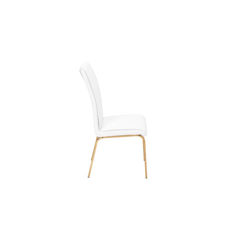 Pemberly Row Upholstered Faux Leather White Chairs with Gold Base (Set of 2)