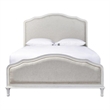 Pemberly Row Contemporary Fabric King Bed in Cotton White Finish