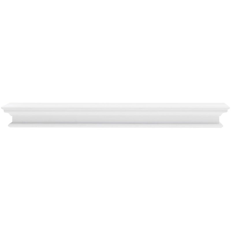 Pemberly Row Modern Extra Long Floating Wall Shelf in Pure White