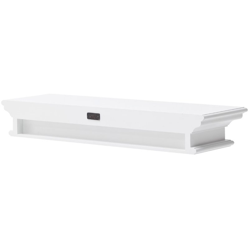Pemberly Row Modern Extra Long Floating Wall Shelf in Pure White