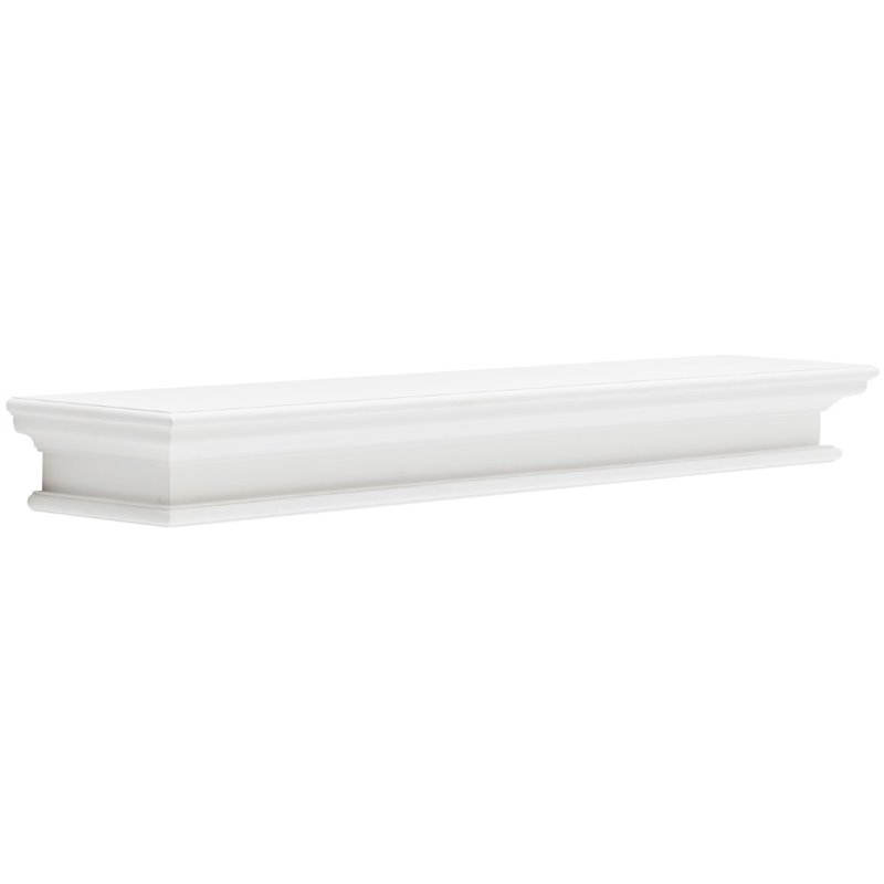 Pemberly Row Modern Extra Long Floating Wall Shelf in Pure White