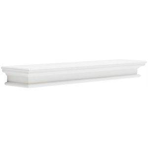 Pemberly Row Modern Extra Long Floating Wall Shelf in Pure White