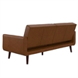 Pemberly Row Modern Adjustable Faux Leather Futon Sofa Bed in Camel Tan
