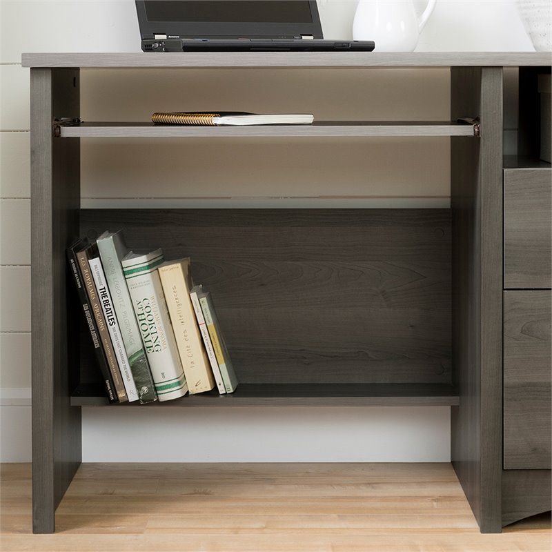 Pemberly Row Contemporary Computer Desk in Gray Maple Finish