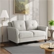 Pemberly Row Set of 2 Stationary Sofa and Loveseat in Beige Fabric Upholstery