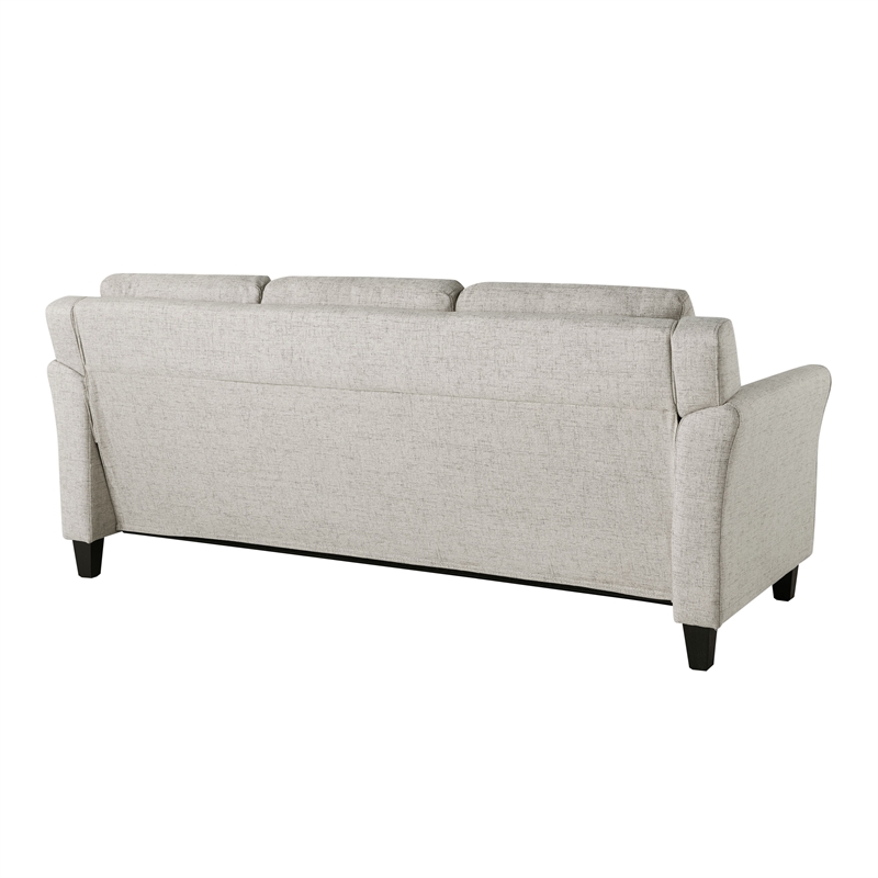 Pemberly Row Set of 2 Stationary Sofa and Loveseat in Beige Fabric Upholstery