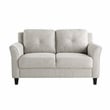 Pemberly Row Set of 2 Stationary Sofa and Loveseat in Beige Fabric Upholstery