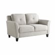 Pemberly Row Set of 2 Stationary Sofa and Loveseat in Beige Fabric Upholstery