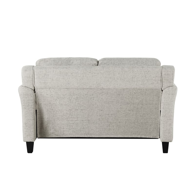 Pemberly Row Set of 2 Stationary Sofa and Loveseat in Beige Fabric Upholstery