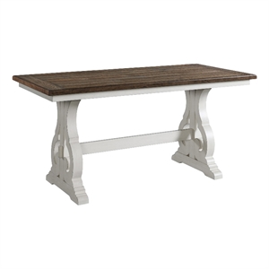 Pemberly Row Traditional Wood Counter Height Table in Rustic White / Oak