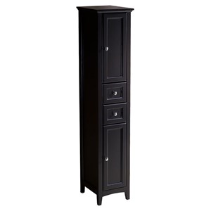 pemberly row contemporary tall bathroom linen cabinet in espresso