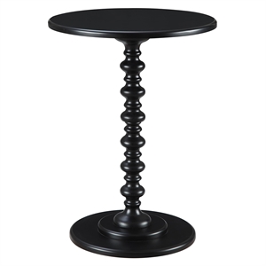 Pemberly Row Contemporary Spindle Table in Black Wood Finish