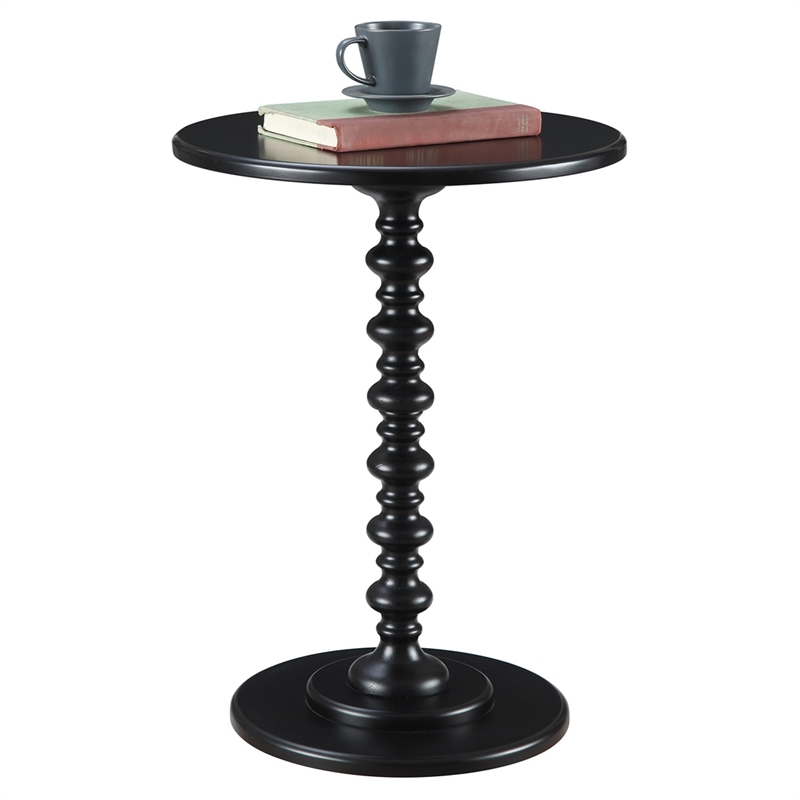 Pemberly Row Contemporary Spindle Table in Black Wood Finish