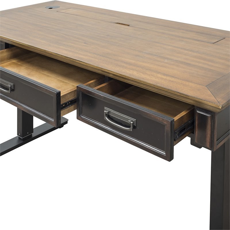 Pemberly Row Contemporary Metal and Wood Top Standing Desk in Two Toned Rub