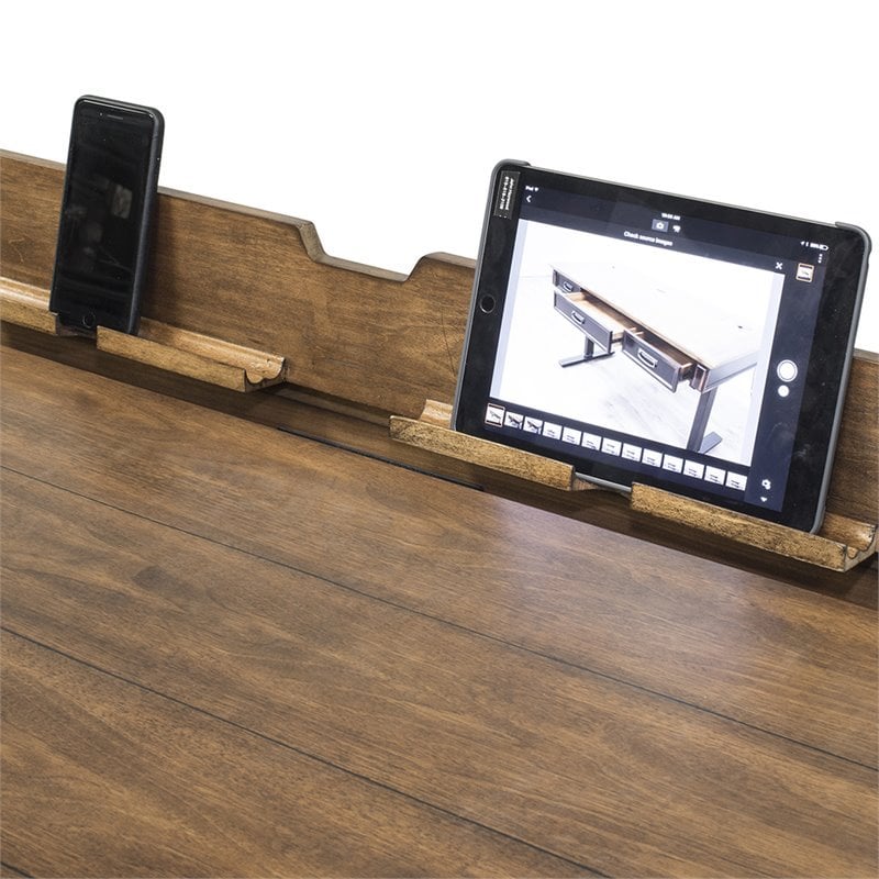 Pemberly Row Contemporary Metal and Wood Top Standing Desk in Two Toned Rub