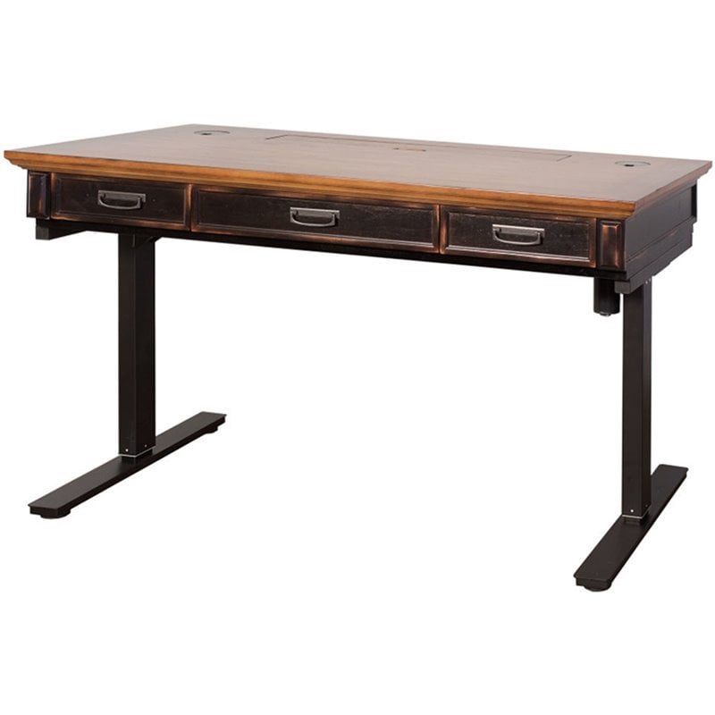 Pemberly Row Contemporary Metal and Wood Top Standing Desk in Two Toned Rub