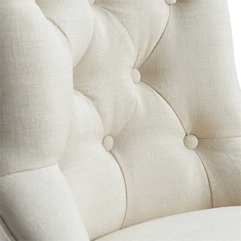 Pemberly Row Contemporary Cream Tufted Dining Chair Set of 2