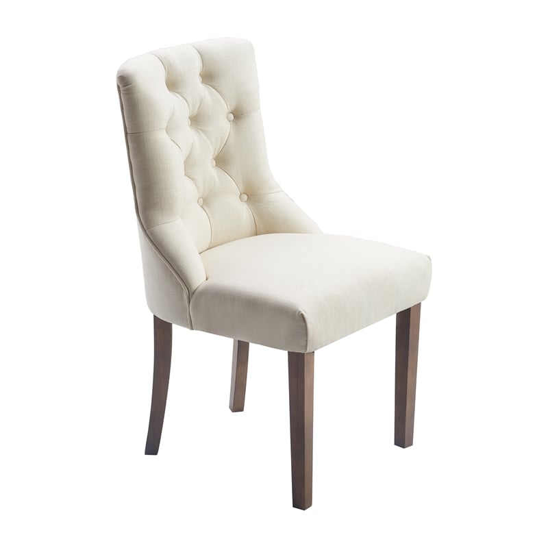 Pemberly Row Contemporary Cream Tufted Dining Chair Set of 2
