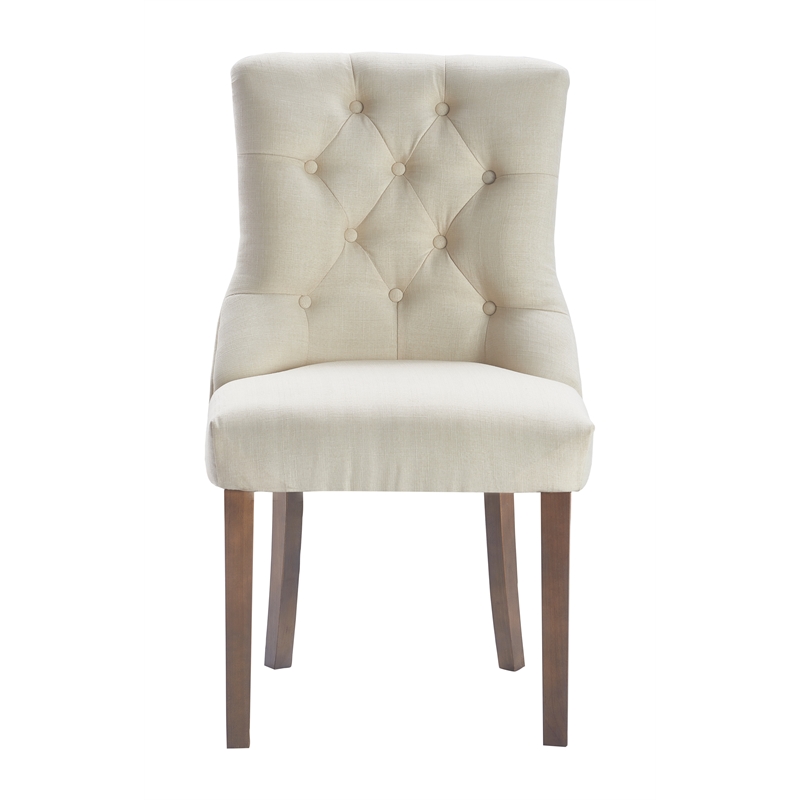Pemberly Row Contemporary Cream Tufted Dining Chair Set of 2