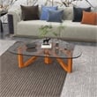 Pemberly Row Contemporary Triangle Coffee Table in Light Walnut