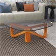 Pemberly Row Contemporary Triangle Coffee Table in Light Walnut