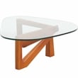 Pemberly Row Contemporary Triangle Coffee Table in Light Walnut