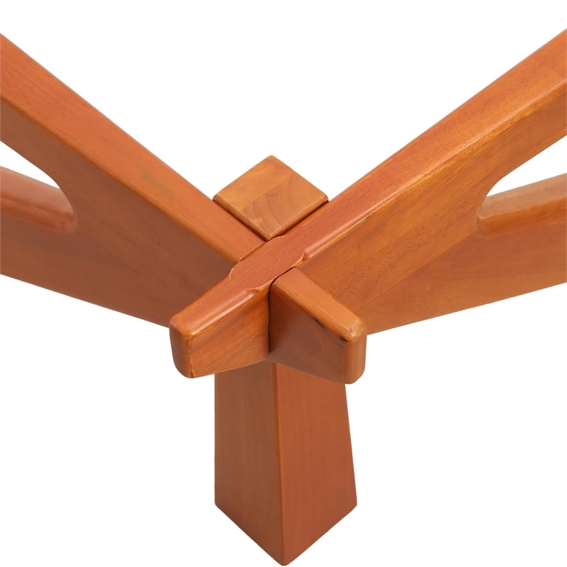 Pemberly Row Contemporary Triangle Coffee Table in Light Walnut