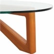 Pemberly Row Contemporary Triangle Coffee Table in Light Walnut