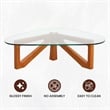 Pemberly Row Contemporary Triangle Coffee Table in Light Walnut