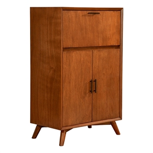 pemberly row large wood bar cabinet with drop down tray in acorn brown
