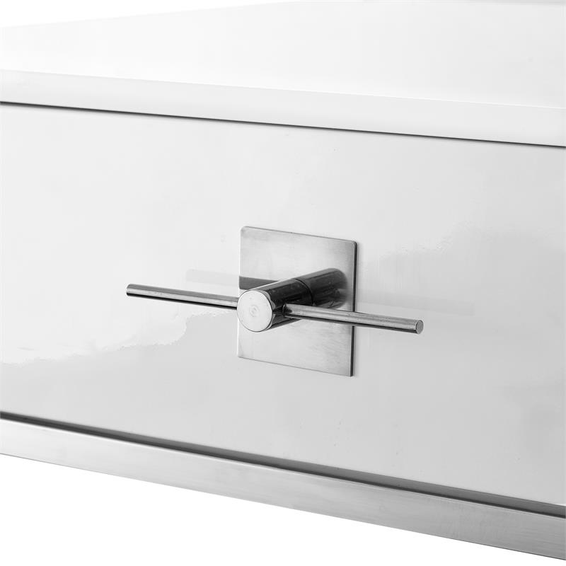 Pemberly Row 2-Drawers Stainless Steel Base Bedroom Vanity White/Chrome