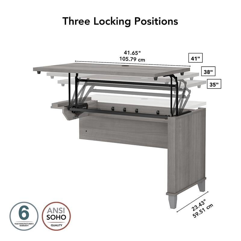 Pemberly Row 3 Position Sit to Stand Return in Platinum Gray - Engineered Wood