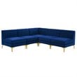 Pemberly Row 5-Piece Channel Performance Velvet Tufted Sectional Sofa in Navy