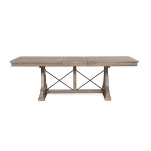 Pemberly Row Contemporary Trestle Dining Table in Gray Wood Finish