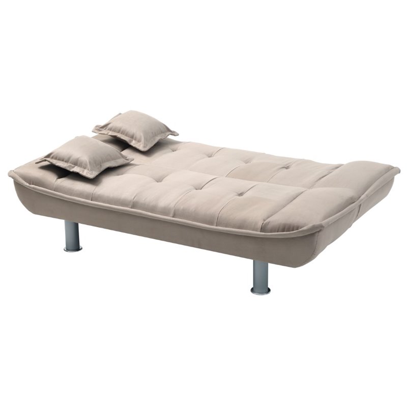 Pemberly Row Contemporary Microsuede Sleeper Sofa in Mocha Finish