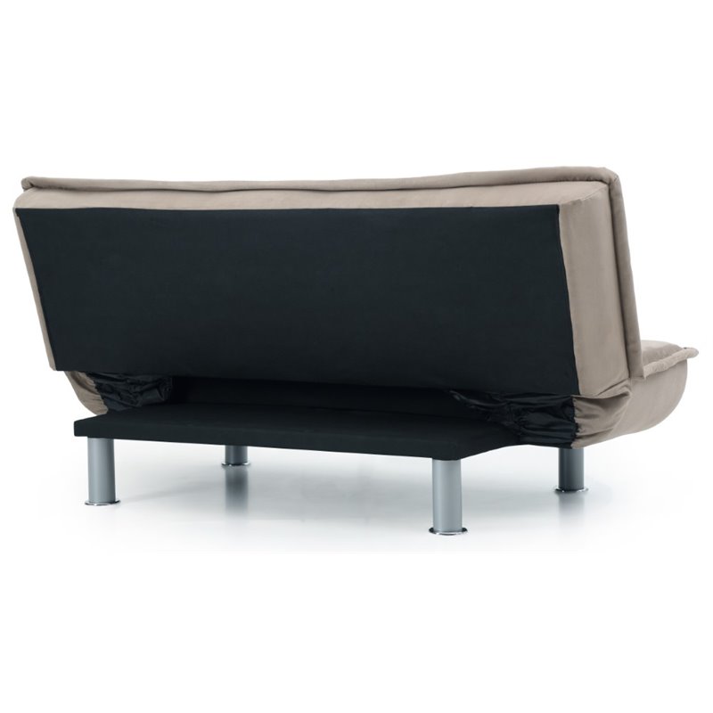 Pemberly Row Contemporary Microsuede Sleeper Sofa in Mocha Finish