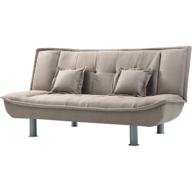 Pemberly Row Contemporary Microsuede Sleeper Sofa in Mocha Finish