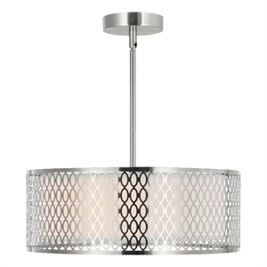 Pemberly Row 3 Light Drum Shade Metal Chandelier in Satin Nickel