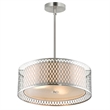 Pemberly Row 3 Light Drum Shade Metal Chandelier in Satin Nickel