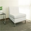 Pemberly Row Contemporary Wall Street Armless Chair White Faux Leather