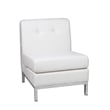Pemberly Row Contemporary Wall Street Armless Chair White Faux Leather