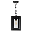 Pemberly Row 1 Light Farmhouse Metal Outdoor Hanging Light in Black