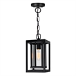 Pemberly Row 1 Light Farmhouse Metal Outdoor Hanging Light in Black