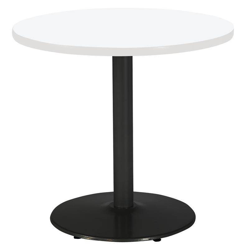 Pemberly Row Round Top Breakroom Table White Round Black Base Standard Height