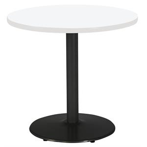 Pemberly Row Round Top Breakroom Table White Round Black Base Standard Height