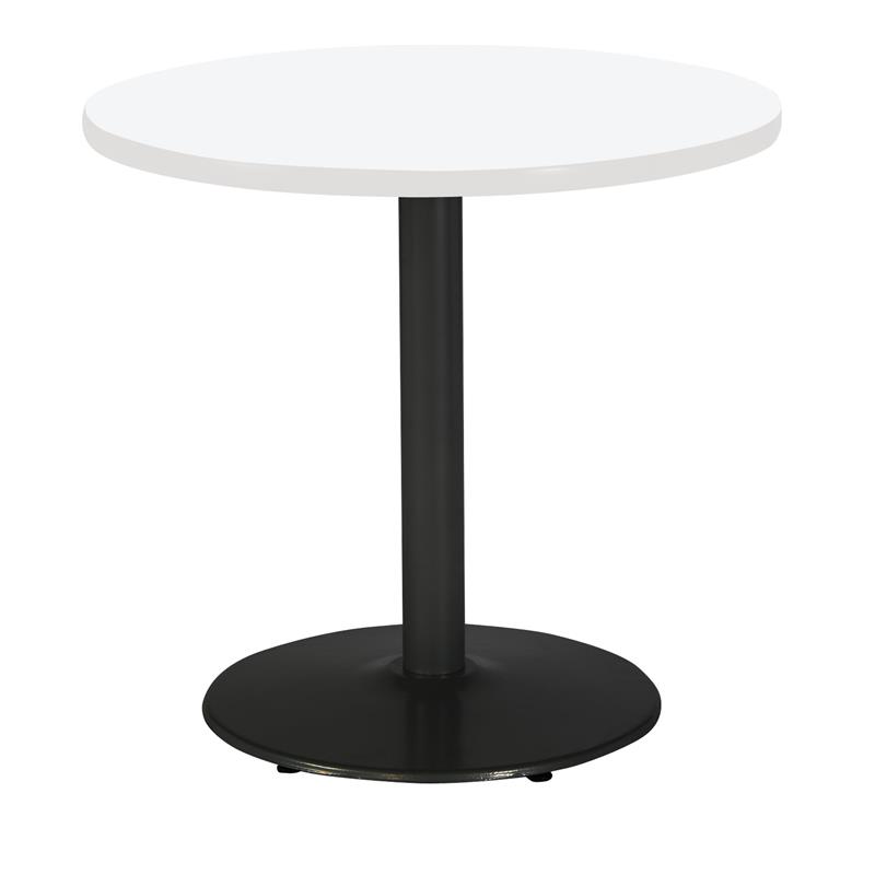 Pemberly Row Round Top Breakroom Table White Round Black Base Standard Height